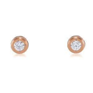 B. Tiff Pave Solitaire Stud Earrings, Rose Gold